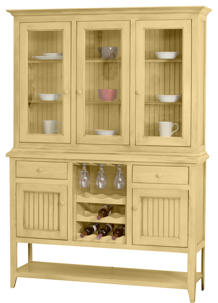 Coastal Dining Hutch and Buffet with Wine Rack Transitional Buffets