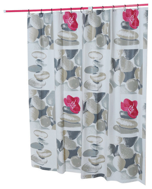 Printed Vinyl Vinyl Shower Curtain, Design Spa Contemporary Shower