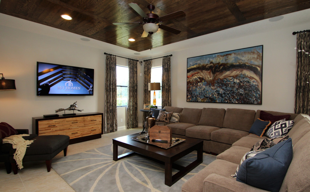 Inspiration for a transitional family room remodel in Orlando