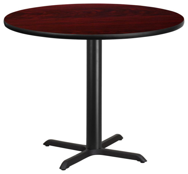 24" Round Mahogany Laminate Table Top With 22" Table Base Contemporary Dining Tables by