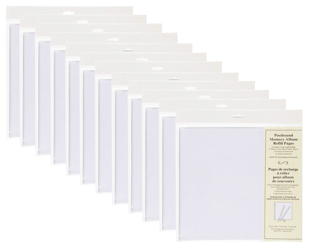 DesignOvation Postbound 12"x12" Scrapbook Refill Pages 5 Pack, Set of 12
