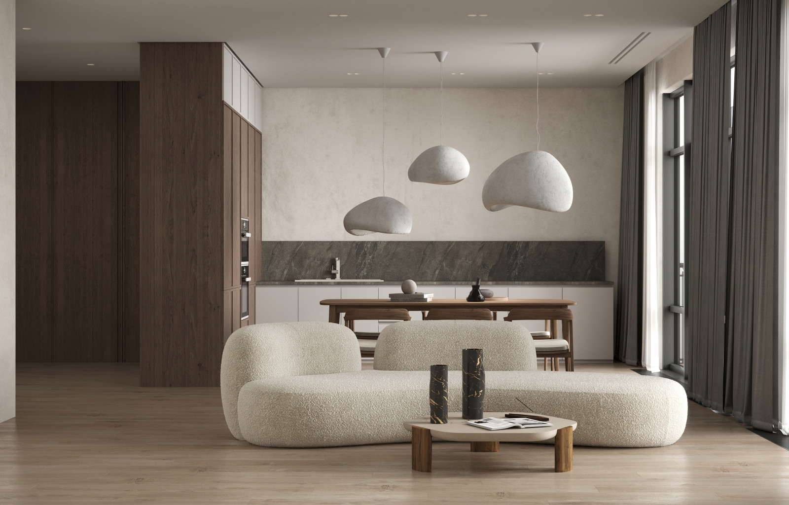 Визуализация кухни-гостиной