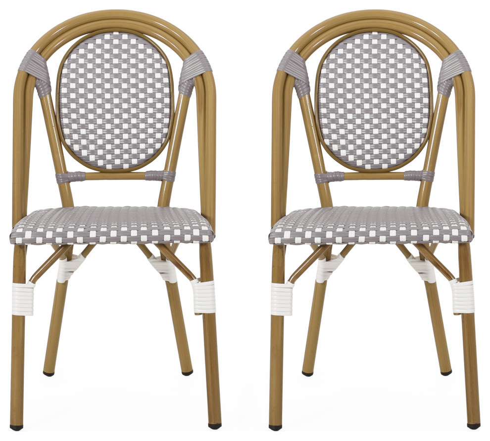 Magnus Outdoor French Bistro Chairs, Set of 2 Tropical Outdoor Bar