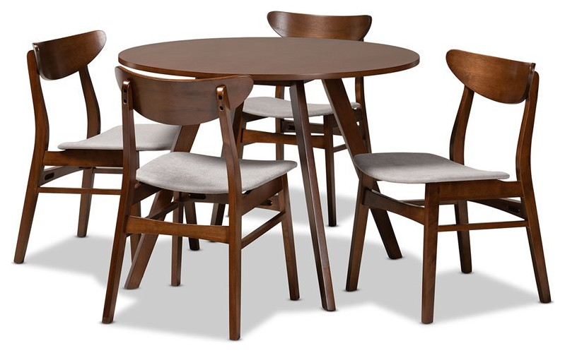 Baxton Studio Philip Gray Upholstered Wood 5-Piece Dining Set