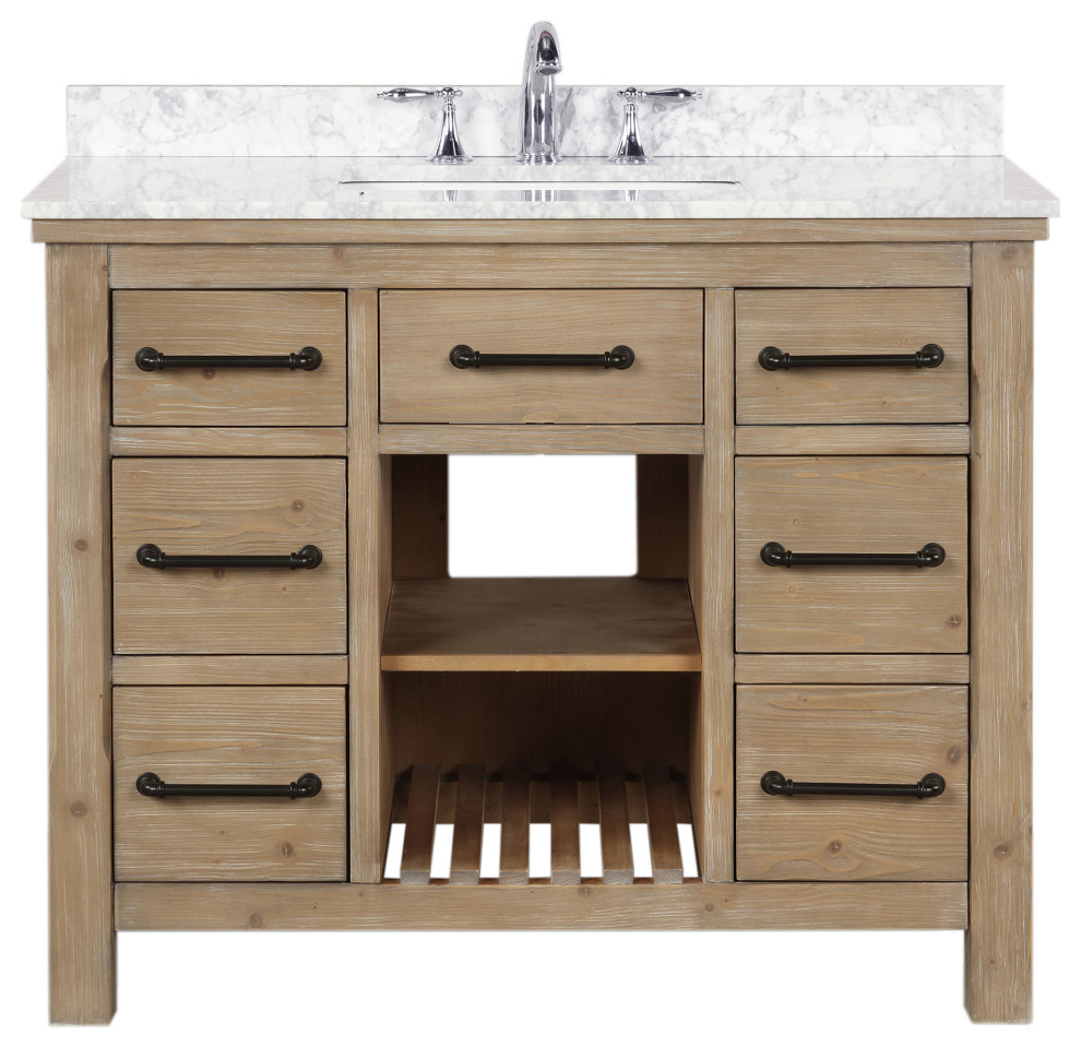 Lauren 42" Bathroom Vanity, Weathered Fir Finish Farmhouse Bathroom