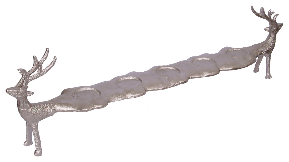 Metal Reindeer 3Light Votive Candle Holder 31x5x7" Rustic