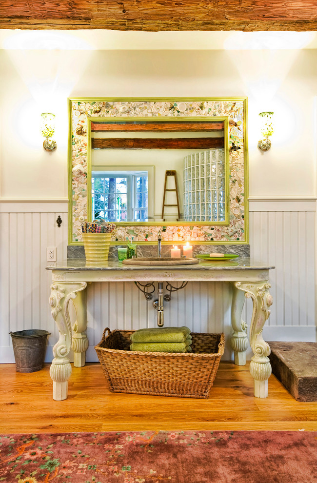 Inspiration for a mid-sized eclectic bathroom in Bridgeport with a drop-in sink.