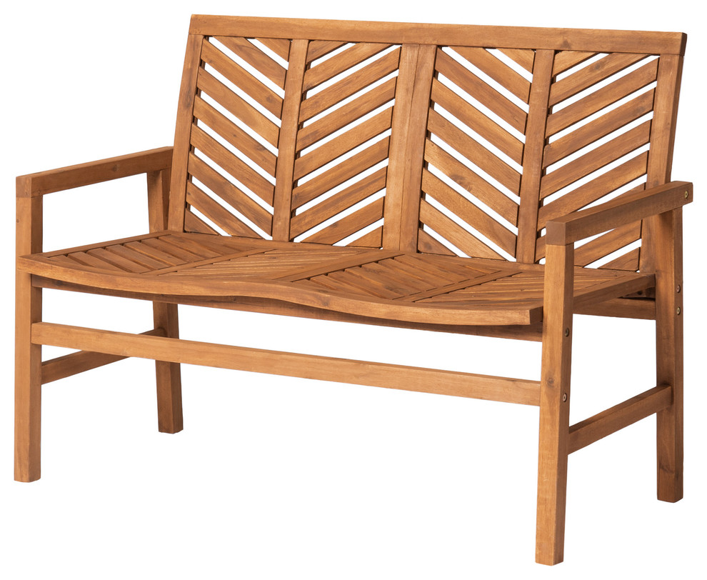 48" Patio Wood Love Seat Transitional Outdoor Loveseats by Walker
