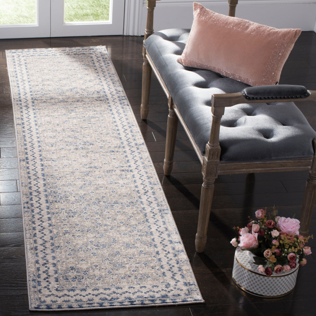 Safavieh Brentwood Collection BNT899 Rug, Light Grey/Blue, 2'x12'