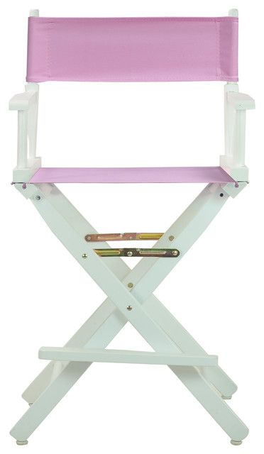 24" Director's Chair White Frame, Pink Canvas