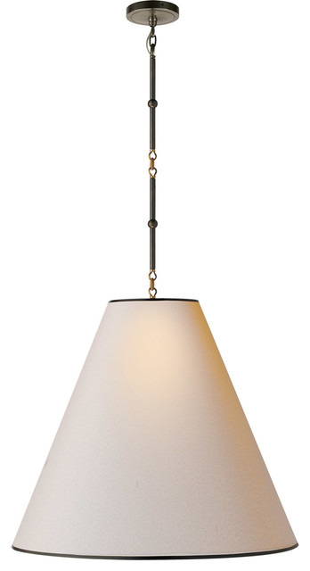 Thomas O'Brien Goodman 2 Light Pendant in Bronze With Antique Brass Accents