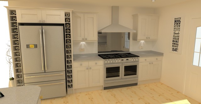 Solid Wood Shaker Kitchen in Light Grey, built around an ...