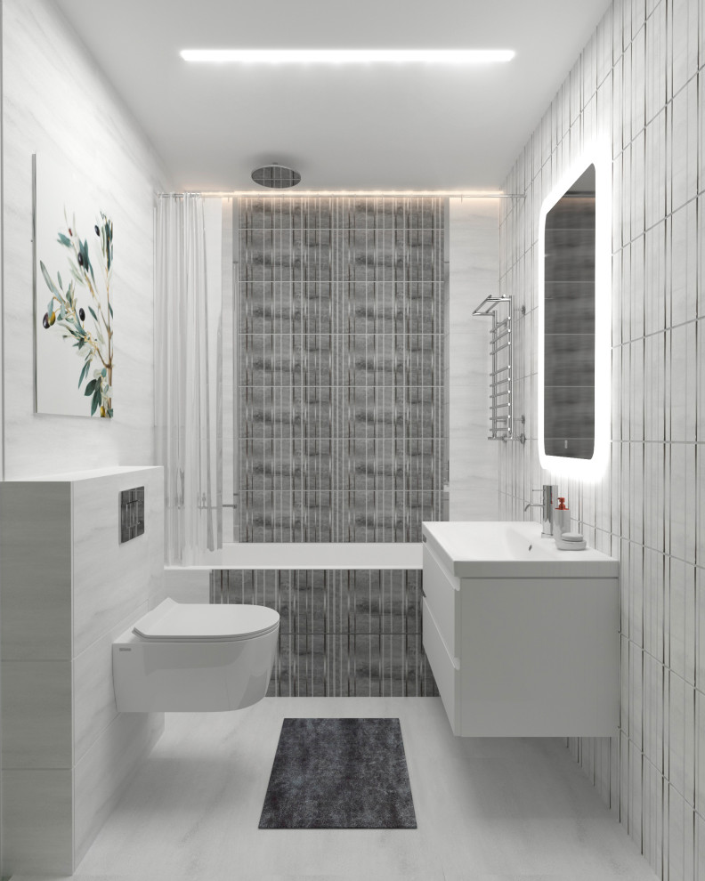 Трехкомнатная монохромная квартира для семьи с двумя дочками.