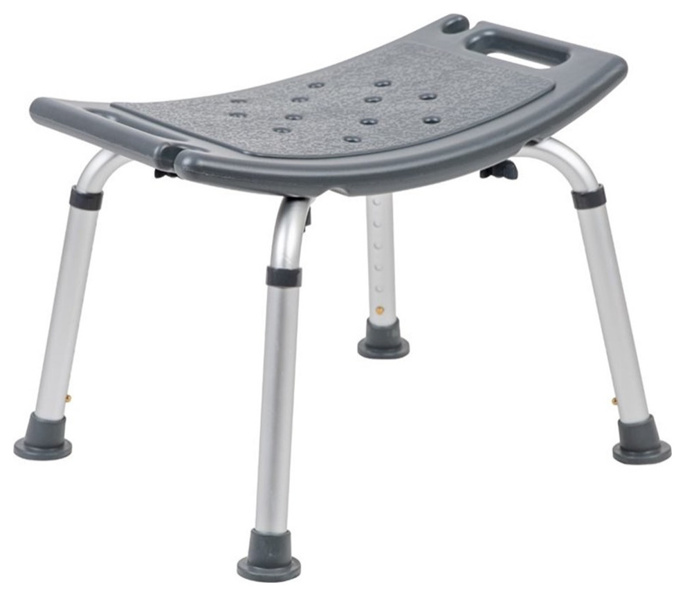 Flash Furniture Hercules 19" Adjustable Plastic Bath and Shower Stool in Gray