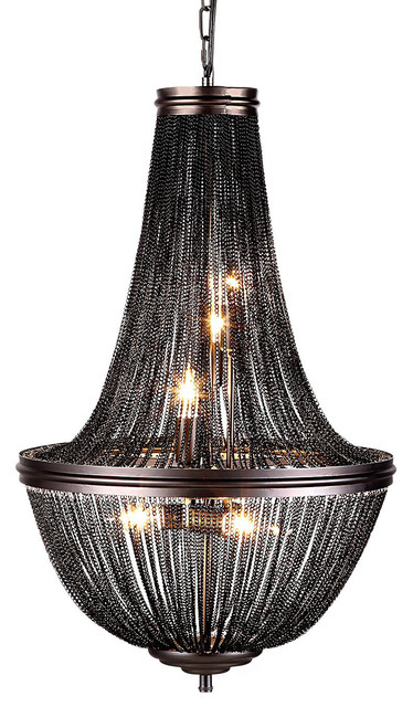 French Empire Style Chainmail 6 Light Chandelier Transitional French Empire Style Chainmail 6 Light Chandelier