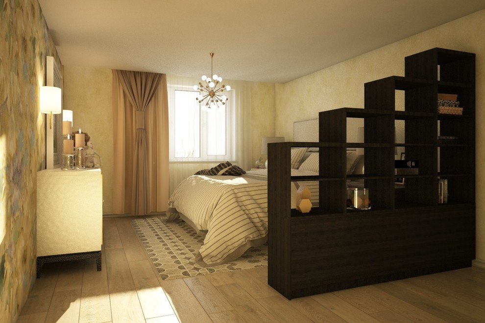 Спальня в квартире выполнена в стиле современной классики