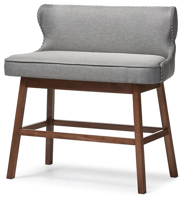 Modern Bar Bench With Solid Rubber Wooden Frame And Padded Seat
