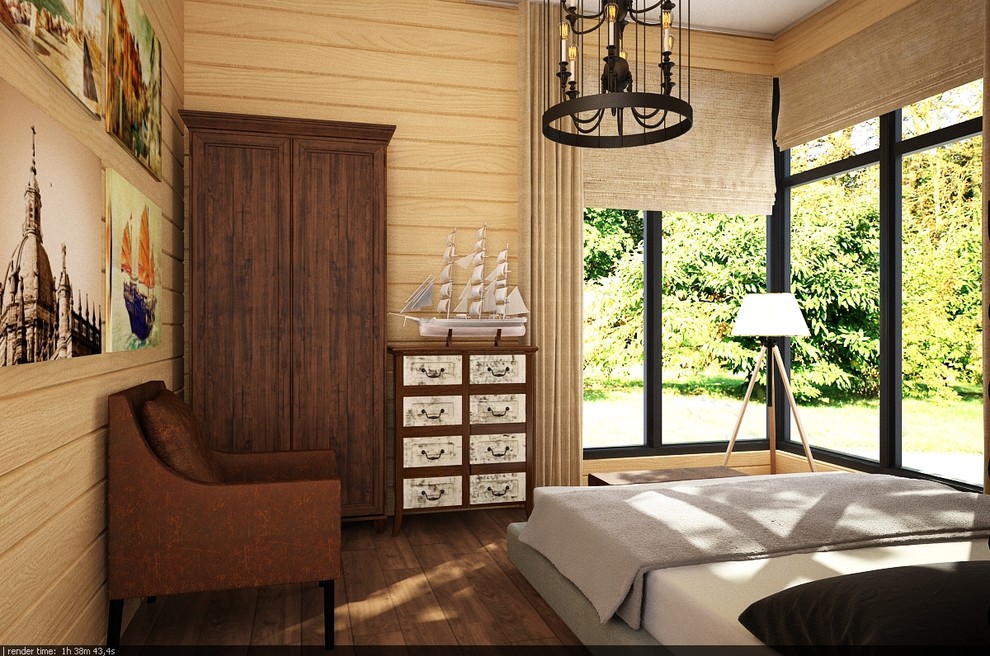 Загородный дом из бруса с яркими акцентами