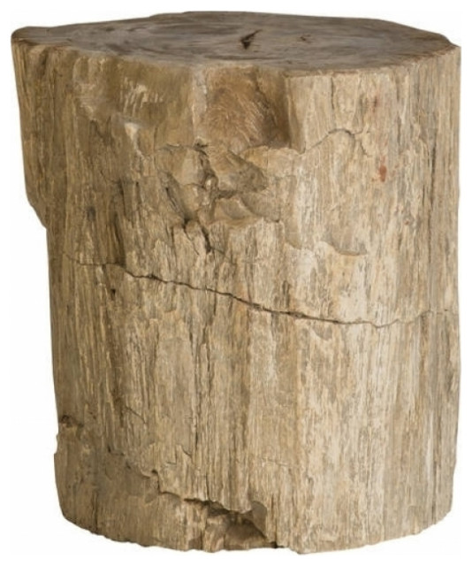 18 T Stool Hand Crafted Solid Petrified Wood Rustic Rough Cream