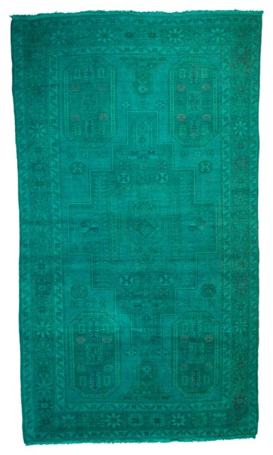 Overdyed Caucasian Kazak Vintage Style Rug, 4.75'x8.58'