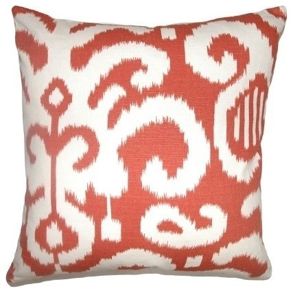 Teora Ikat Pillow Flame Mediterranean Decorative Pillows By