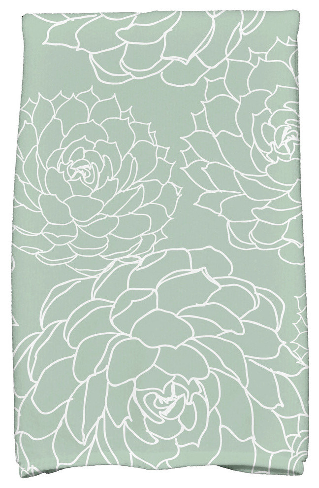 18x30", Olena Floral Print Hand Towels, Green