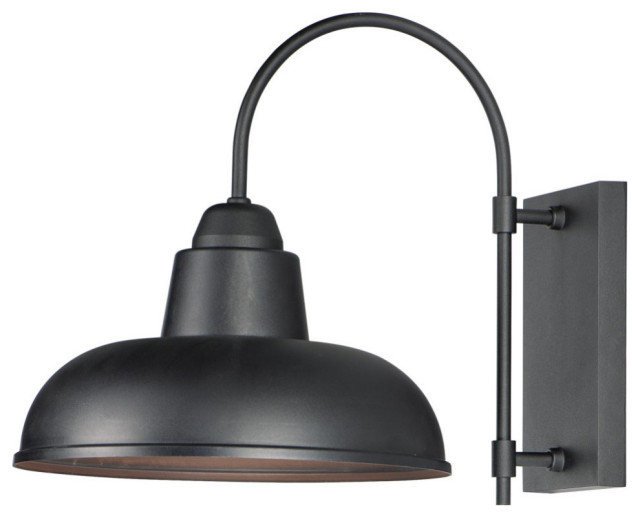 Industrial 1 Light 13 75 Wide Outdoor, 1 Light Imperial Black Outdoor Wall Mount Barn Sconce