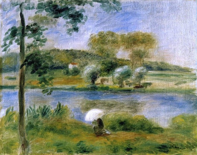 Pierre Auguste Renoir Landscape: Banks of the River Print