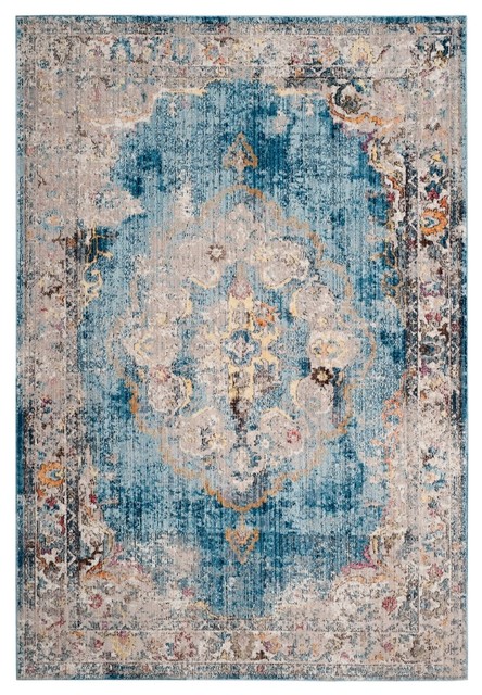 Aimee Transitional Blue and Light Grey Area Rug, 180x275 cm
