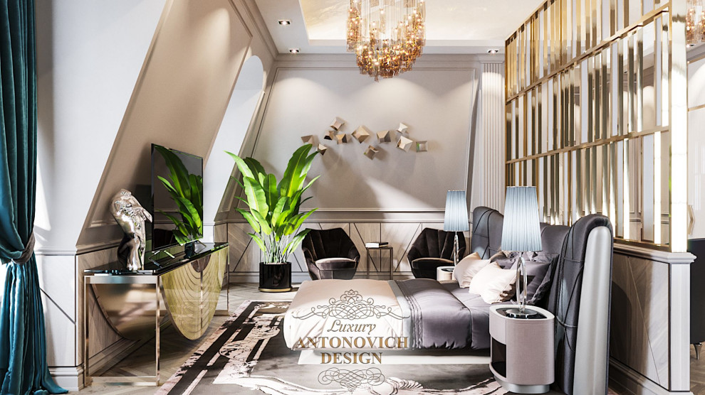 Стильная и уютная спальня от студии Luxury Antonovich Design