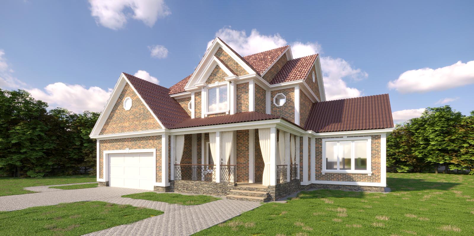 Дизайн проект фасада частного жилого дома в Московской области