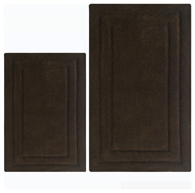 Soft Underfoot 2 Piece Cotton Bath Rug Set Chocolate Brown