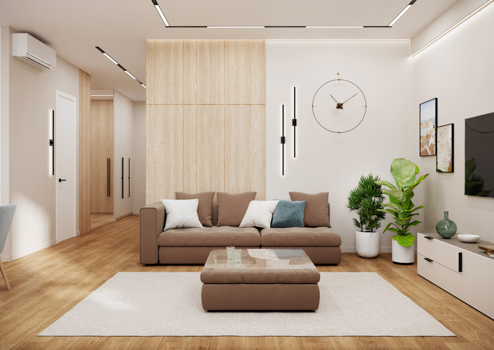 Светлая премиум квартира в современном стиле. Кухня-гостиная.