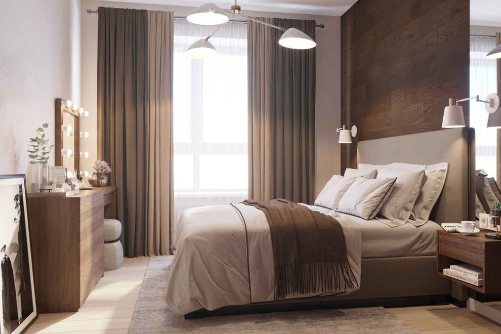 Спальня в деревянной отделке