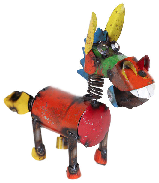 Recycled Metal Springy Donkey Contemporary Garden Statues And Yard