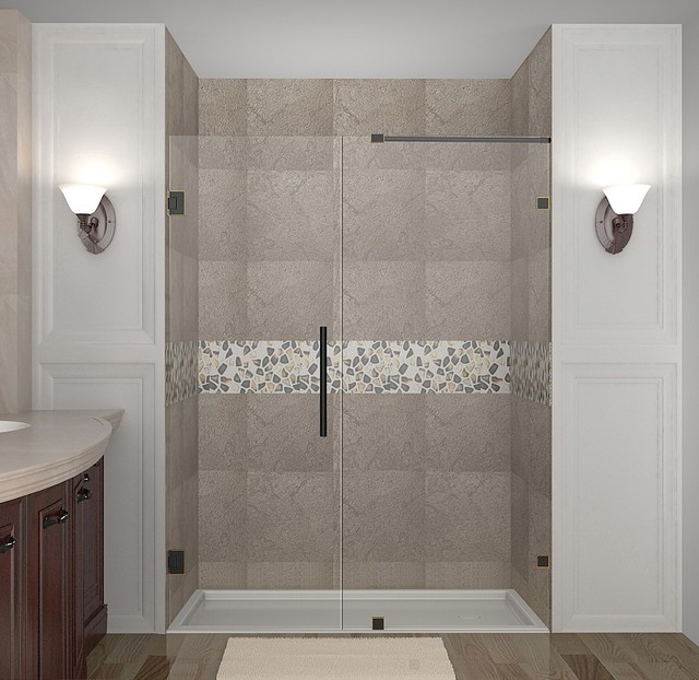 Nautis 72 X72 Completely Frameless Hinged Shower Door Oil Rubbed Bronze