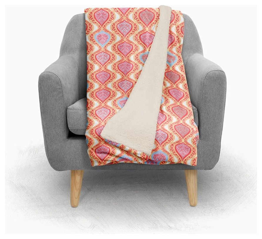 Amrita Sen Goa Vine Sherpa Blanket 30x40 Indoor Outdoor Red Yellow Mediterranean Blankets