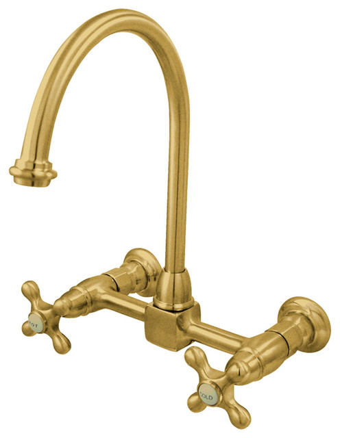 Restoration 8 Centerset Wall Mount Kitchen Faucet Polished Brass