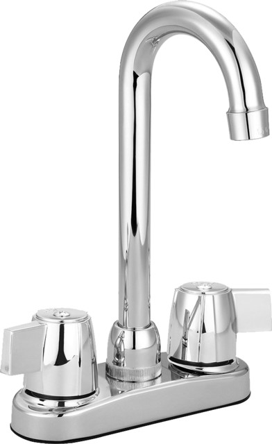 Tall Spout Bar Faucet, Chrome, High Arch Spout, Metal Blade Handl