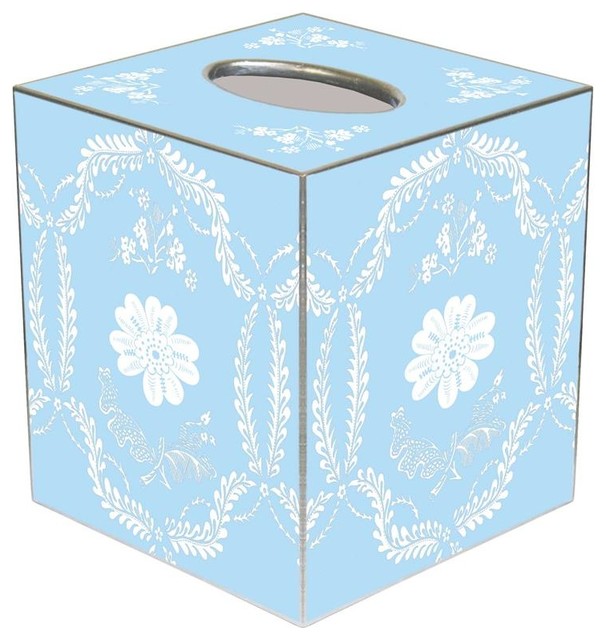 TB529 Light Blue Provencial Tissue Box Cover Farmhouse Tissue Box