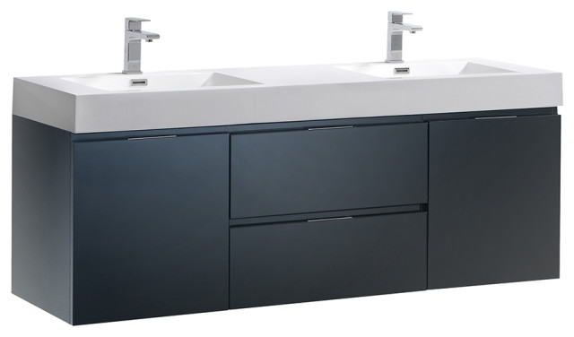 Valencia Wall Hung Double Sink Bathroom Vanity Dark Slate Gray 48 Valencia Wall Hung Double Sink Bathroom Vanity Dark Slate Gray 60