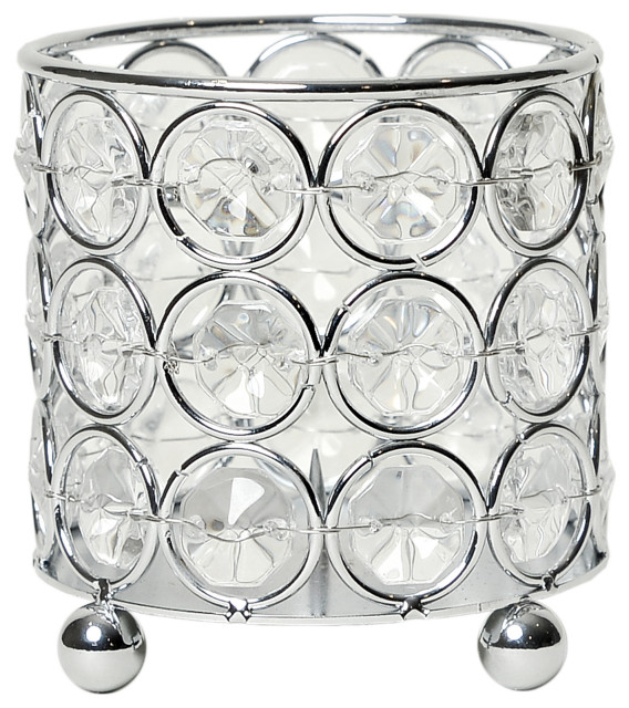 Elipse Crystal Decorative Flower Vase/Candle Holder, Chrome