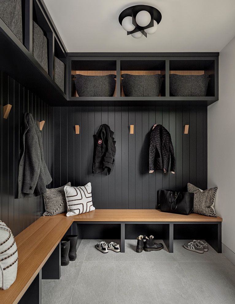 Large trendy entryway photo in Boston