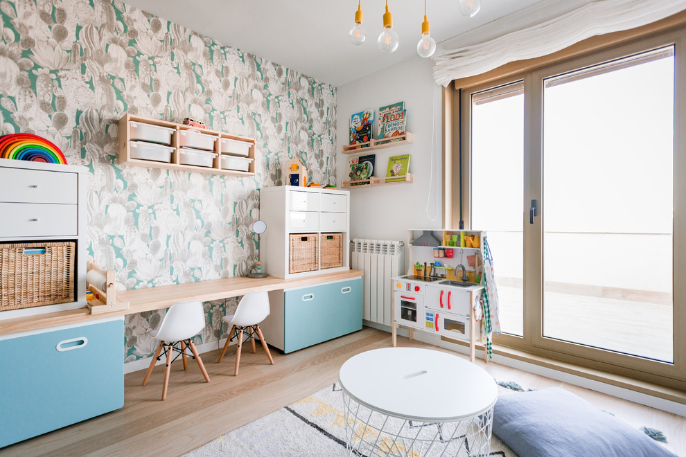 Design ideas for a beach style kids' room in Other.