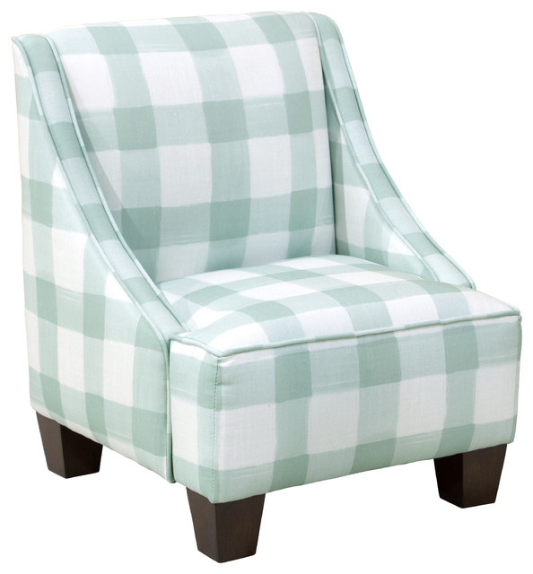 Kids Swoop Arm Chair In Buffalo Square Mint Farmhouse Kids