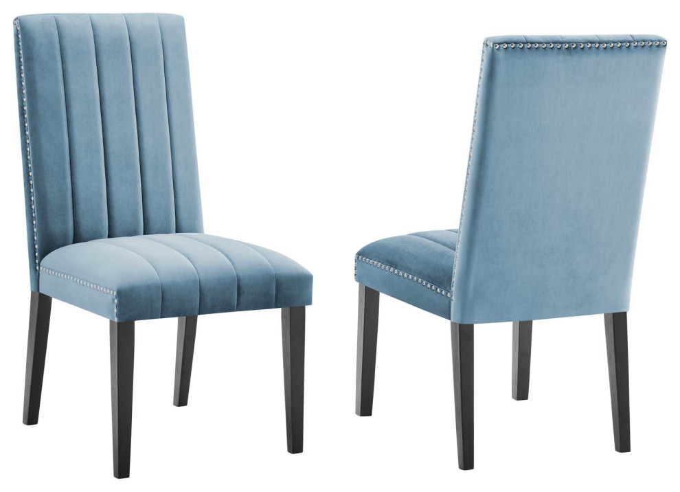 Catalyst Performance Velvet Dining Side Chairs, Set of 2, Light Blue