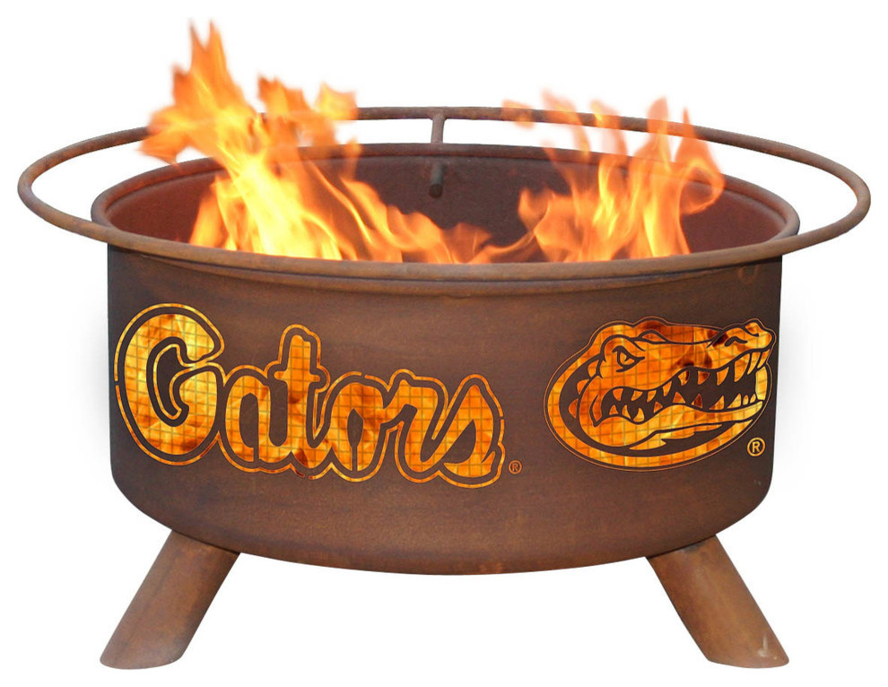 Customizable NCAA Logo Fire Pit, Rust Patina, Florida
