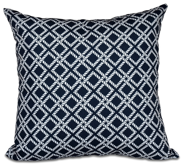 Geometric Pillow Navy Blue E by design PGN408BL14-26 26 x 26 Rope Rigging 