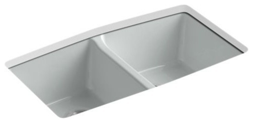 Kohler Brookfield 33"x22"x9-5/8" Double-Equal Kitchen Sink, Ice Gray