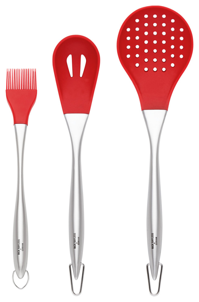 Dansk Red Silicone and Stainless Steel 3 Piece Utensil Set
